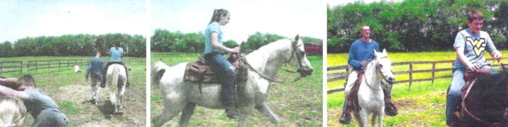 Douglas Simoncic Jr. riding horses with Savanna and Logan Baur